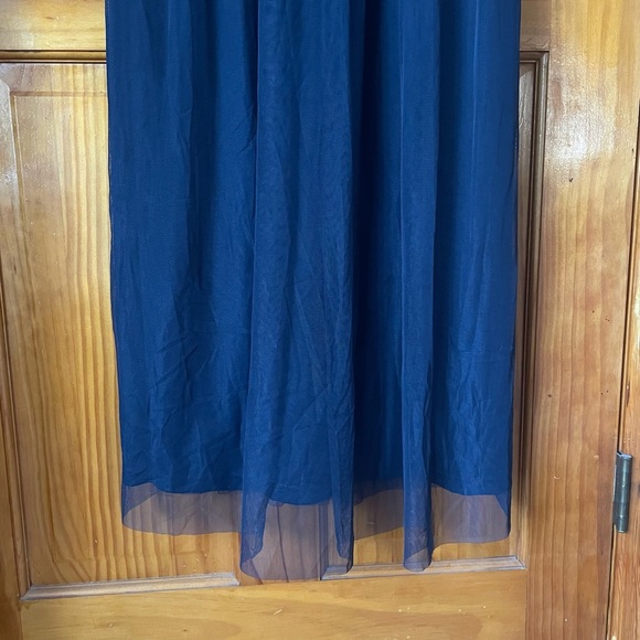 Adrianna Papell Anthropologie Bryce Navy Tulle Maxi Dress Gown Beaded Sz 0 NWT - Picture 7 of 16